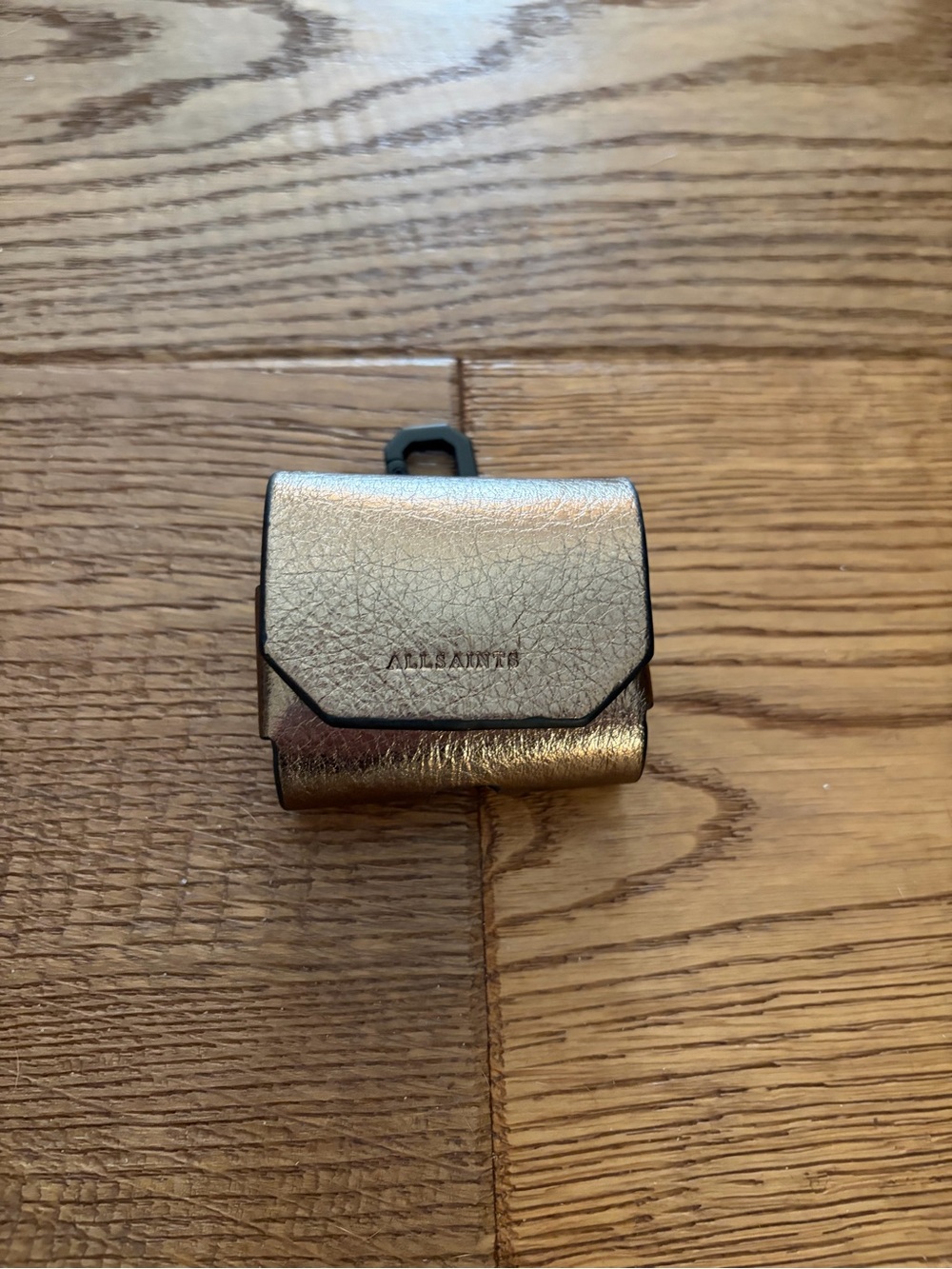 All Saints Metallic Gold Leather AirPods Pro Case with Clip